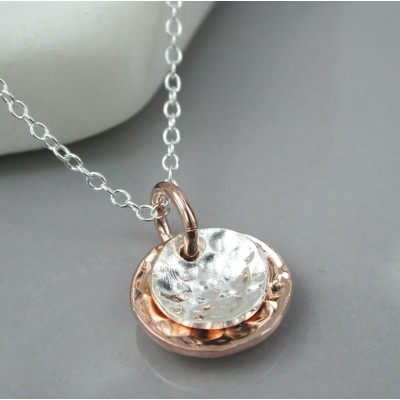 Silver & Rose Gold Discs Necklace