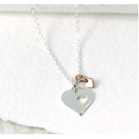 Silver & Rose Gold Double Heart Necklace