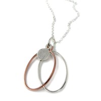 Silver Rose Gold Oval Hoops Necklace