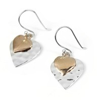 Sterling Silver Rose Gold Double Hearts Earrings