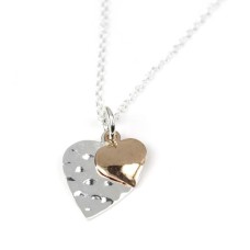 Sterling Silver Rose Gold Double Hearts Necklace