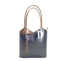 Danielle - Navy & Brown Italian Handbag